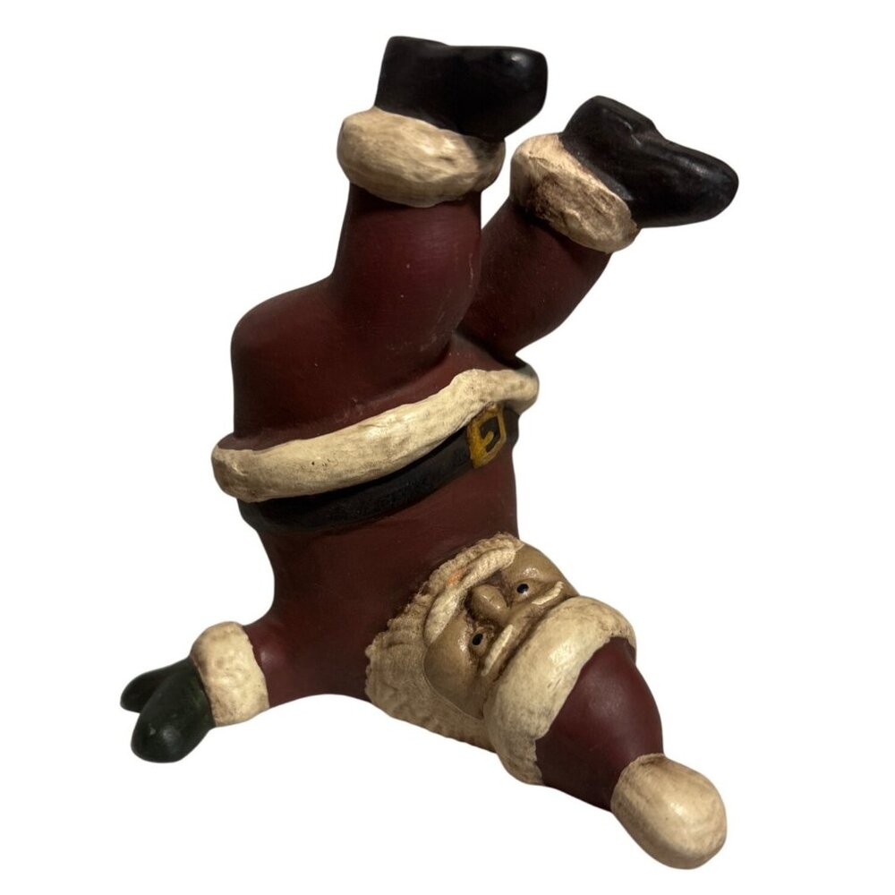 Upside Down Santa Claus Figurine Hand Painted Resin